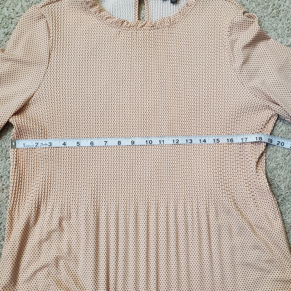 Adrianna Papell Pink Polka Dot Long Sleeve Blouse Top M EUC - Picture 2 of 8